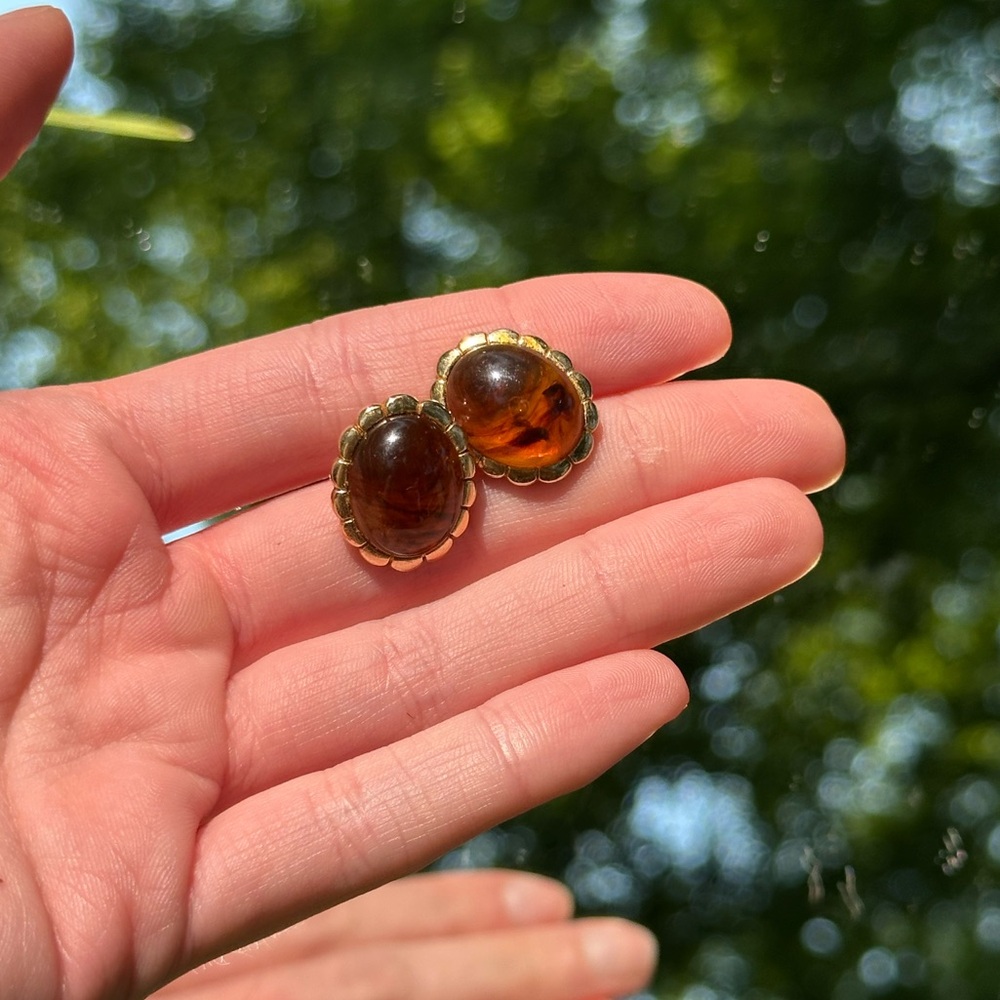 LAST CHANCE Elegant Amber and Gold Earrings